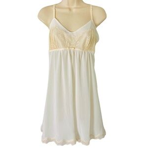 Vintage Oscar de la Renta Babydoll Chiffon Mini Slip Dress Lace Y2K Fairy